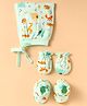 Child World Single Jersey Knit Cap, Mitten & Booties Set with Animal Prints Peach - Diameter 10 cm