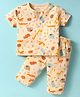 Child World Interlock Knit Half Sleeves Night Suit with Jungle Theme Print - Lemon
