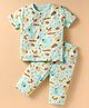 Child World Interlock Knit Half Sleeves Night Suit with Jungle Theme Print - Turquoise