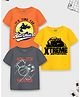 Trampoline Cotton Blend Pack Of 3 Half Sleeves Xtreme Adventure Text & Footlball Printed Tees - Yellow Orange & Grey