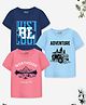 Trampoline Pack Of 3 Half Sleeves Camping Club & Adventure Text Printed Tees - Blue & Pink