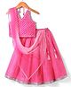 Babyhug Woven Sleeveless Leheriya Printed Lehenga Choli With Dupatta - Dark Pink