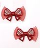 Daizy Bow Designed Rhinestones Embellished Alligator Hair Clips - Red