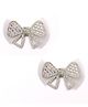 Daizy Bow Designed Rhinestones Embellished Alligator Hair Clips - White