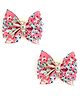 Daizy Butterfly Printed Bow Designed Alligator Clips - Baby Pink