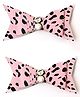 Daizy Set Of 2 Stones Embellished Bow Designed Hair Clips - Baby Pink