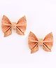 Daizy Bow Designed Beads Embellished Hair Clips - Orange