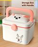 Storage Box with Handle Panda Design | Multipurpose for Smaller Items | Table Top | Compact Size - Pink and White