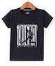 Noddy Half Sleeves Knitted Authentic 91 Text Printed Tee - Navy Blue