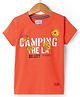 Noddy Knitted Half Sleeves Camping The LA Text Printed Tee - Peach