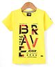 Noddy Knitted Half Sleeves Brave Text Printed Tee - Yellow
