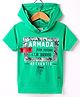 Noddy Knitted Half Sleeves Typography Printed Hoodie - Green