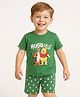 Babyhug Disney Single Jersey Knit Half Sleeves Shorts Night Suit With Winnie & Friends Graphic - Dark Green