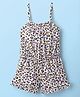 Smarty Girls 100% Cotton Singlet Sleeves Jumpsuits Leopard Print - White