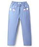 Mark & Mia Denim Full Length Jeans with Floral Applique - Light Blue