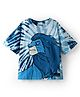 Pine Kids Disney Terry Knit Half Sleeves Oversize And Drop Shoulder Tie And Dye T-Shirt With Lion King Graphics And Badge Detailing  - Blue