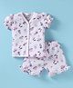 CUCUMBER Sinker Knit Half Sleeves Floral Printed Shorts Night Suit - Pink