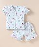 CUCUMBER Sinker Knit Half Sleeves Animal & Vehicle Printed Shorts Night Suit - Light Blue