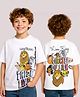 Pine Kids Disney Terry Knit Half Sleeves Oversize Drop Shoulder T-Shirt With Front And Back Lion King Graphics - White