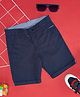 Pantaloons Junior Cotton Lyrcra Self Design Shorts - Navy Blue