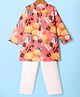 Babyhug Cambric Full Sleeves Kurta Pyjama Set with Floral Print - Coral