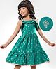 EARTHY TOUCH Single Jersey Knit Sleeveless Foil Printed Ethnic Dress - Teal Blue
