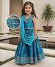 Babyhug Woven Sleeveless Sequecned Embroidered  Choli Lehenga Set with Dupatta & Tassel Detailing - Teal Blue