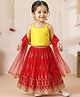 Babyhug Woven Sleeveless Net Sequinned Choli Lehenga Set with Dupatta - Red & Yellow