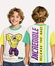 Pine Kids Marvel Terry Knit Half Sleeves Oversize And Drop Shoulder T-Shirt With Front And Back Hulk Graphics - White