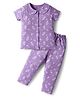 Doodle Poodle 100% Cotton Single Jersey Knit Half Sleeves Co-ords Night Suit With Floral Print - Lavender