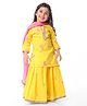 Babyhug Woven Three Fourth Sleeves Chanderi Embroidered Long Choli With Lehenga And Dupatta Set With Floral Embroidery - Yellow