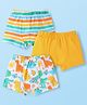 Babyhug 100% Cotton Knit Trunks With Stripes & Dino Print Pack of 3 - White & Yellow