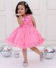 KID1 Silk Sleeveless Floral Applique Detailed Sequins Embellished Dress - Pink
