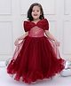 KID1 Net Sleeveless Bow Applique Detailed Sequins Embellished Ball Gown - Maroon