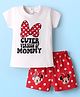 Babyhug Disney  Single Jersey Knit Half Sleeves Shorts Night Suit with Minnie Mouse Graphics - Red & White
