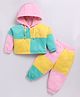 M'andy Fleece Full Sleeves Cut & Sew Coordinating Hooded Sweatshirt & Joggers Set - Pink & Yellow