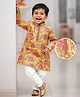Babyhug Cotton Woven Full Sleeves Kurta Pyjama Set with Cambric Floral Print - Yellow