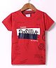 Noddy Cotton Lycra Half Sleeves Positive Text Printed Tee - Red