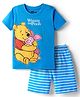 Babyhug Disney Single Jersey Knit  Half Sleeves Shorts Night Suit With Winnie & Friends Graphic - Blue