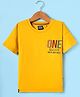 Noddy Cotton Lycra Half Sleeves One Text Patch Detailed Tee - Mustard