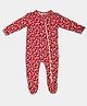 Softsens Bamboo Cotton Full Sleeves Animal Printed Sleepsuit - Red White & Purple