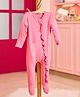 Softsens Bamboo Cotton Full Sleeves Frill Detailed Sleepsuit - Light Pink