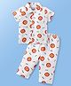 Doodle Poodle 100% Cotton Half Sleeves Front Open Co-Ord Night Suit With Lion Print - White