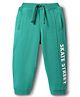 Babyhug Cotton Looper Knit Full Length Lounge Pant With Text Print - Green