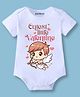 KNITROOT Valentines Day Theme Half Sleeves Cutest Little Valentine Text Printed Onesie - White