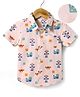 Mark & Mia Cotton Woven Half Sleeves Shirt With Teddy Print - Light Pink