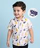 Mark & Mia Cotton Woven Half Sleeves Shirt With Dino Print - White