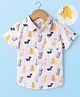 Mark & Mia Cotton Woven Half Sleeves Shirt With Dino Print - White