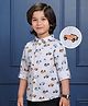 Mark & Mia Cotton Knit Full Sleeves Shirt With Vehicle Print & Pocket Detailing - Orange White & Light Blue