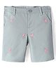 ToffyHouse Single Jersey Knit Knee Length Shorts with Flamingo Embroidery - Mint